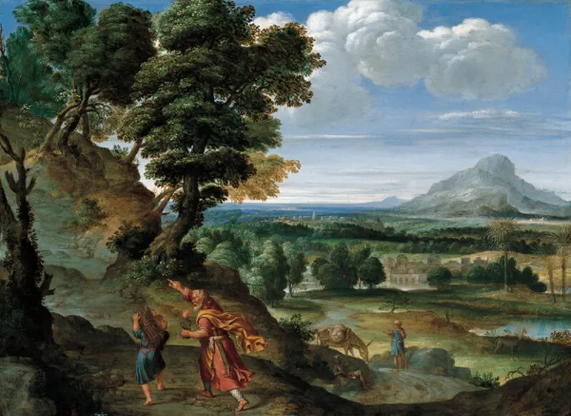 Lukisan Abraham Membimbing Ishak ke Tempat Kurban karya Domenichino